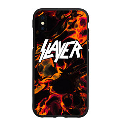 Чехол iPhone XS Max матовый Slayer red lava, цвет: 3D-черный