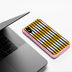 Чехол iPhone XS Max матовый Вертикальные жёлто-белые полосы, цвет: 3D-баблгам — фото 2