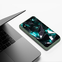 Чехол iPhone XS Max матовый Геометрическая абстракция Блестящие грани, цвет: 3D-темно-зеленый — фото 2