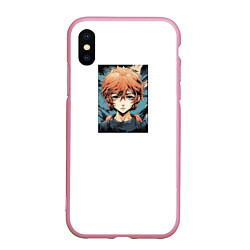 Чехол iPhone XS Max матовый Anime boy, цвет: 3D-розовый