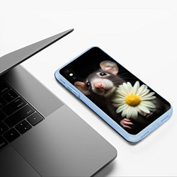 Чехол iPhone XS Max матовый Крыс и ромашка, цвет: 3D-голубой — фото 2