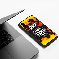 Чехол iPhone XS Max матовый Slayer рок панда и огонь, цвет: 3D-черный — фото 2