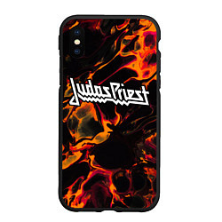 Чехол iPhone XS Max матовый Judas Priest red lava, цвет: 3D-черный