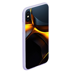 Чехол iPhone XS Max матовый Разлом черных плит и оранжевая лава, цвет: 3D-светло-сиреневый — фото 2