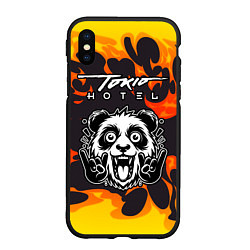 Чехол iPhone XS Max матовый Tokio Hotel рок панда и огонь, цвет: 3D-черный