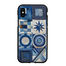 Чехол iPhone XS Max матовый Denim patchwork - ai art, цвет: 3D-черный