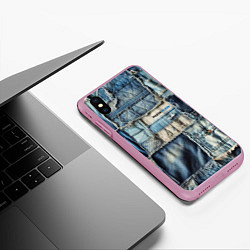 Чехол iPhone XS Max матовый Patchwork denim - vogue, цвет: 3D-розовый — фото 2