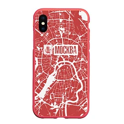 Чехол iPhone XS Max матовый Красная карта Москвы, цвет: 3D-красный