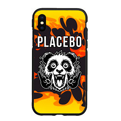 Чехол iPhone XS Max матовый Placebo рок панда и огонь, цвет: 3D-черный
