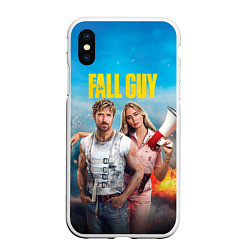 Чехол iPhone XS Max матовый Ryan Gosling and Emily Blunt каскадеры, цвет: 3D-белый