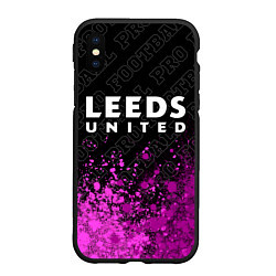 Чехол iPhone XS Max матовый Leeds United pro football посередине, цвет: 3D-черный