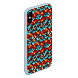 Чехол iPhone XS Max матовый Огненные звезды и синее небо СССР, цвет: 3D-голубой — фото 2