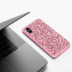 Чехол iPhone XS Max матовый Паттерн соты розовый, цвет: 3D-баблгам — фото 2