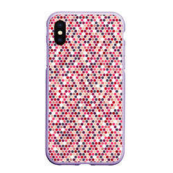 Чехол iPhone XS Max матовый Паттерн соты розовый, цвет: 3D-светло-сиреневый