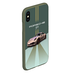 Чехол iPhone XS Max матовый Спортивный автомобиль Порше 911, цвет: 3D-темно-зеленый — фото 2