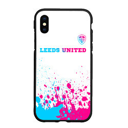 Чехол iPhone XS Max матовый Leeds United neon gradient style посередине