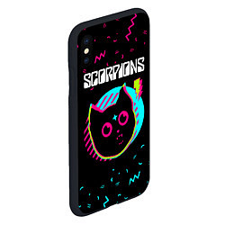 Чехол iPhone XS Max матовый Scorpions - rock star cat, цвет: 3D-черный — фото 2