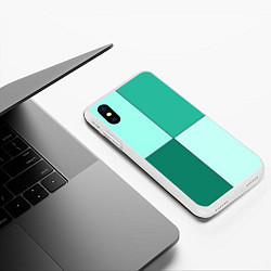 Чехол iPhone XS Max матовый Геометричный зелёный и мятный, цвет: 3D-белый — фото 2