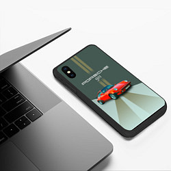 Чехол iPhone XS Max матовый Porsche спортивный немецкий автомобиль, цвет: 3D-черный — фото 2