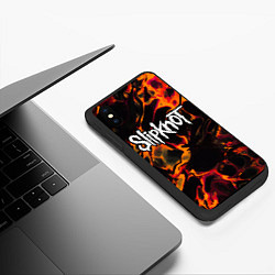 Чехол iPhone XS Max матовый Slipknot red lava, цвет: 3D-черный — фото 2