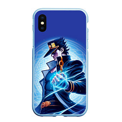Чехол iPhone XS Max матовый Jotaro Kujo - neon glow fantasy, цвет: 3D-голубой