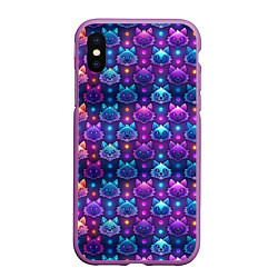 Чехол iPhone XS Max матовый Фурри мордочки лисица, цвет: 3D-фиолетовый