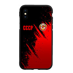 Чехол iPhone XS Max матовый СССР - черно-красный, цвет: 3D-черный