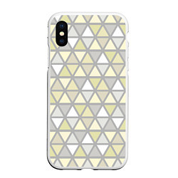 Чехол iPhone XS Max матовый Паттерн геометрия светлый жёлто-серый, цвет: 3D-белый