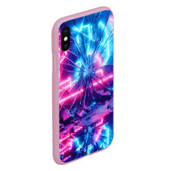 Чехол iPhone XS Max матовый Разбитая неоновая вывеска - мегаполис, цвет: 3D-розовый — фото 2