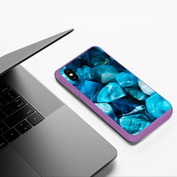 Чехол iPhone XS Max матовый Аквамарин камни минералы крупный план, цвет: 3D-фиолетовый — фото 2