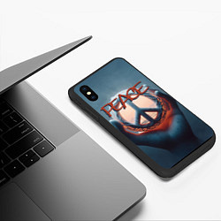 Чехол iPhone XS Max матовый Знак мира в ладони, цвет: 3D-черный — фото 2