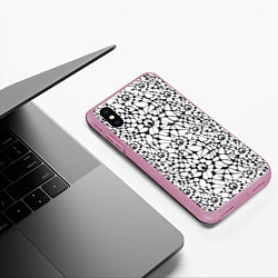 Чехол iPhone XS Max матовый Абстрактный узор из звезд, цвет: 3D-розовый — фото 2