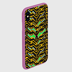 Чехол iPhone XS Max матовый Агрессивный чёрно-жёлтый паттерн, цвет: 3D-фиолетовый — фото 2