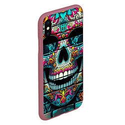 Чехол iPhone XS Max матовый Cool skull - graffiti ai art, цвет: 3D-малиновый — фото 2