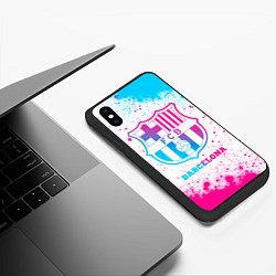 Чехол iPhone XS Max матовый Barcelona neon gradient style, цвет: 3D-черный — фото 2