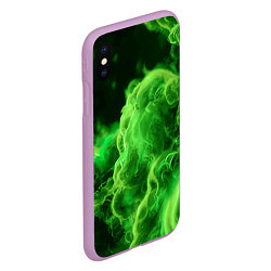 Чехол iPhone XS Max матовый Зелёный густой дым - inferno green, цвет: 3D-сиреневый — фото 2