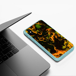 Чехол iPhone XS Max матовый Жёлтое огненное пламя инферно - inferno yellow, цвет: 3D-мятный — фото 2