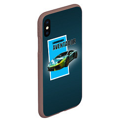 Чехол iPhone XS Max матовый Спортивная машина Lamborghini Aventador, цвет: 3D-коричневый — фото 2