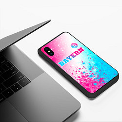 Чехол iPhone XS Max матовый Bayern neon gradient style посередине, цвет: 3D-черный — фото 2