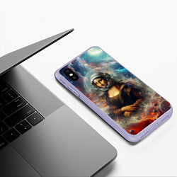 Чехол iPhone XS Max матовый Мона Лиза в открытом космосе - нейросеть, цвет: 3D-светло-сиреневый — фото 2