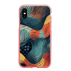 Чехол iPhone XS Max матовый Волны линиями, цвет: 3D-баблгам