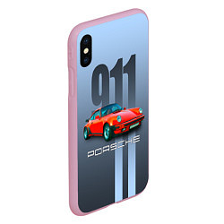 Чехол iPhone XS Max матовый Винтажный автомобиль Porsche 911 Carrera, цвет: 3D-розовый — фото 2