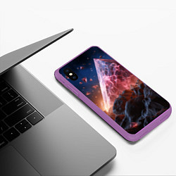 Чехол iPhone XS Max матовый Абстрактная пирамида космическая, цвет: 3D-фиолетовый — фото 2