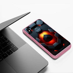 Чехол iPhone XS Max матовый Конструкция из объемных оранжевых плит, цвет: 3D-малиновый — фото 2