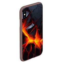 Чехол iPhone XS Max матовый Камни в разломе красный свет, цвет: 3D-коричневый — фото 2