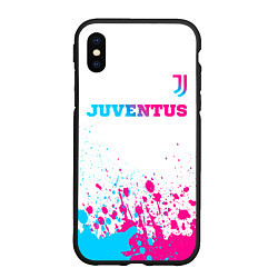 Чехол iPhone XS Max матовый Juventus neon gradient style посередине