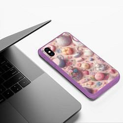 Чехол iPhone XS Max матовый Акварельный фон в пастельных тонах, цвет: 3D-фиолетовый — фото 2