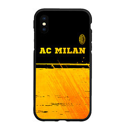 Чехол iPhone XS Max матовый AC Milan - gold gradient посередине