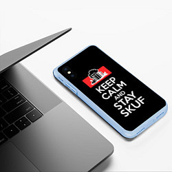 Чехол iPhone XS Max матовый Keep calm and stay skuf, цвет: 3D-голубой — фото 2