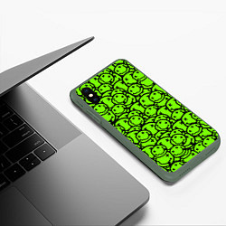 Чехол iPhone XS Max матовый Nirvana токсичный смайл, цвет: 3D-темно-зеленый — фото 2